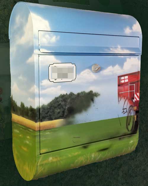 Briefkasten Airbrush mit Traktor